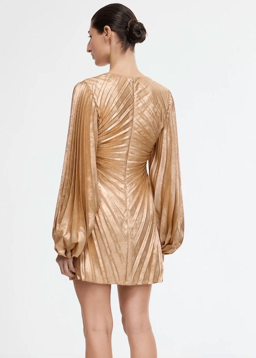 Acler Rothbury Mini Dress in Caramel Metallic