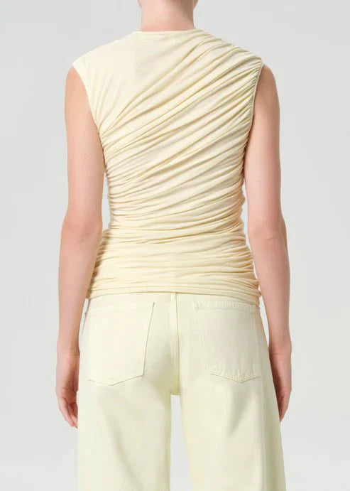 Agolde Ester Twist Tank in Lemon Drop