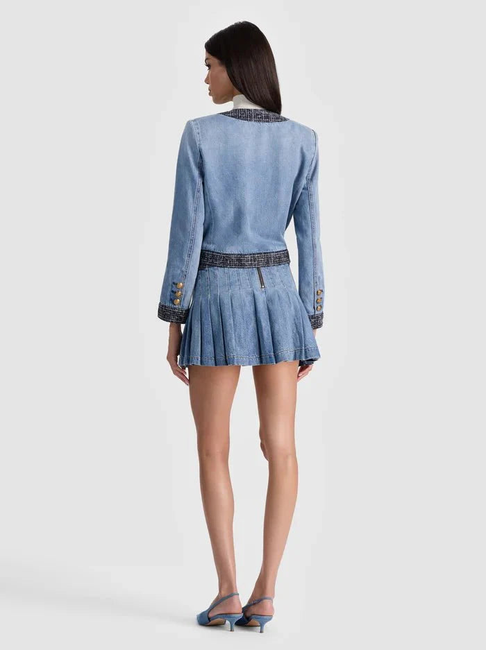 Alice + Olivia Landon Cropped Denim Jacket in Celine Vintage