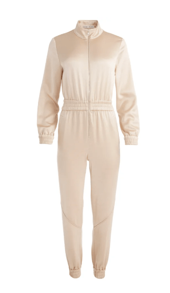 Alice + Olivia Levi Front Zip Jumpsuit in Almond