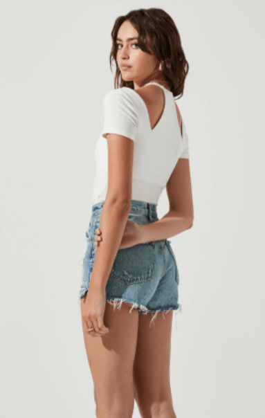 ASTR Reedley Halter Neck Cutout Bodysuit in White