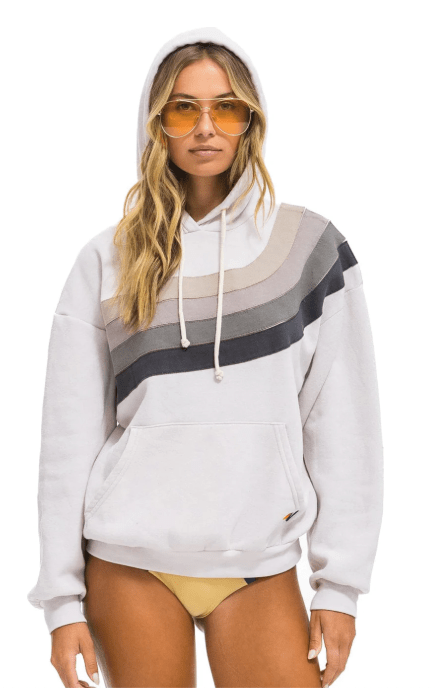 Aviator Nation Waves Stripe 4 Pullover Hoodie in Dove Charcoal
