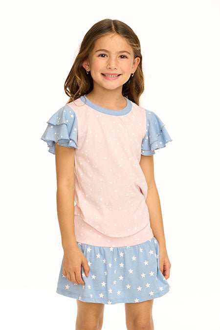 Chaser Flutter Sleeve Tee in Baby Starz