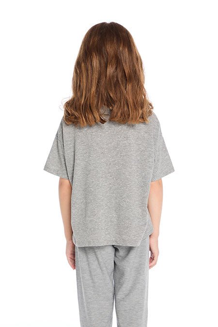Chaser Kids Stripe Heart Tee in Grey