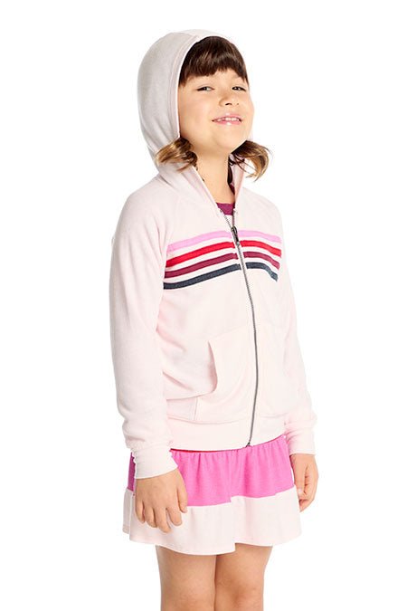 Chaser Kids Zip Up Hoodie with Pinky Strappings in Pinky Colorblock