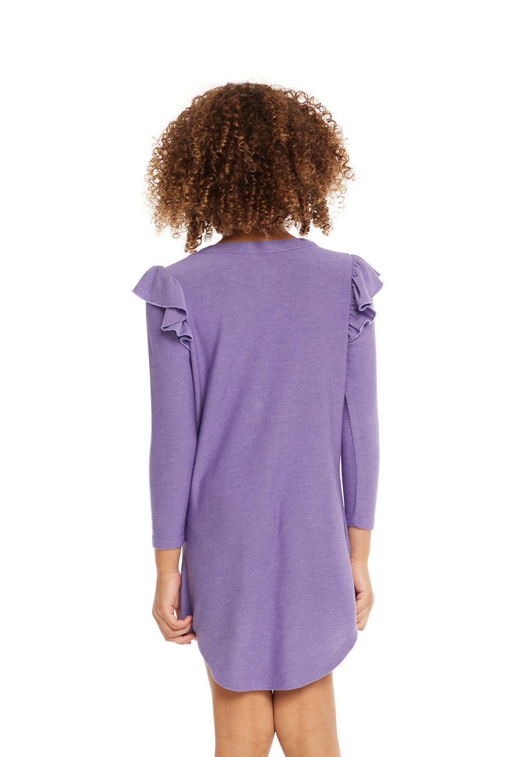 Chaser Long Sleeve Shirttail Dress in Veronica Purple