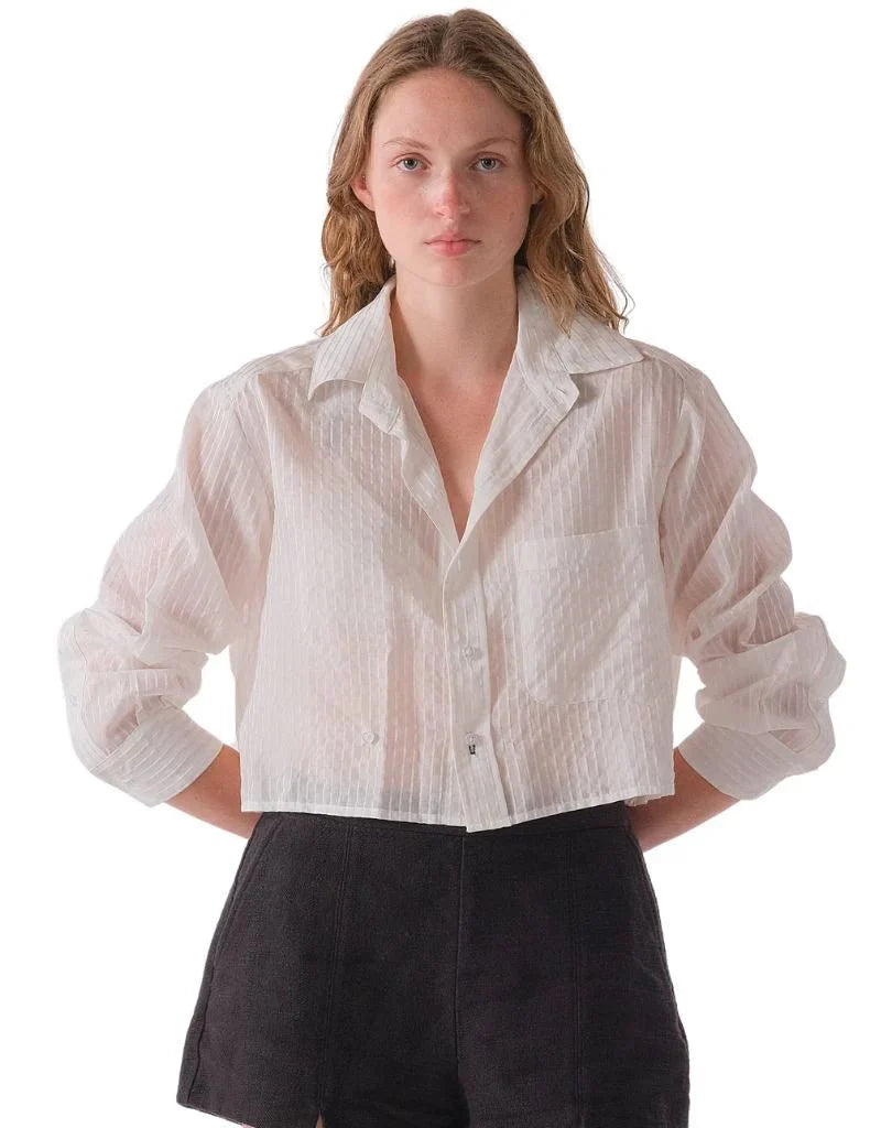 Cissa The Shorty Shirt in White Sheer Stripe