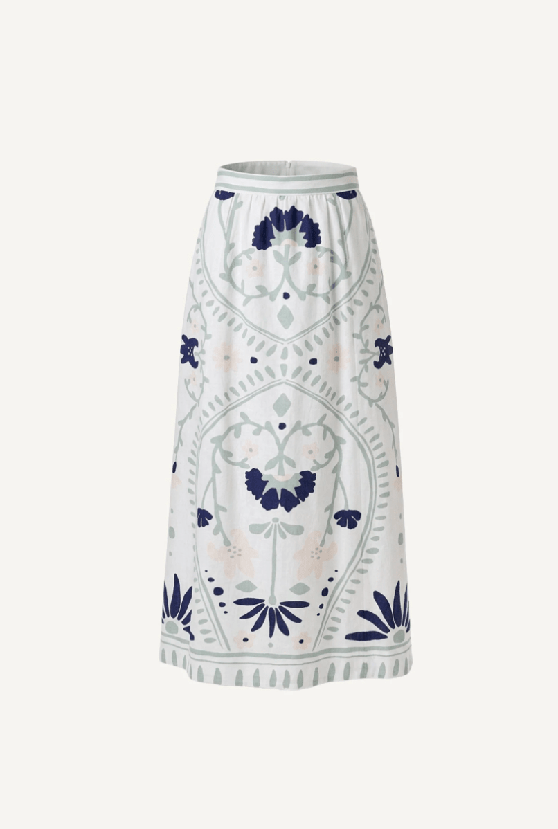 Cleobella Juliet Ankle Skirt in Liliana Blue Surf