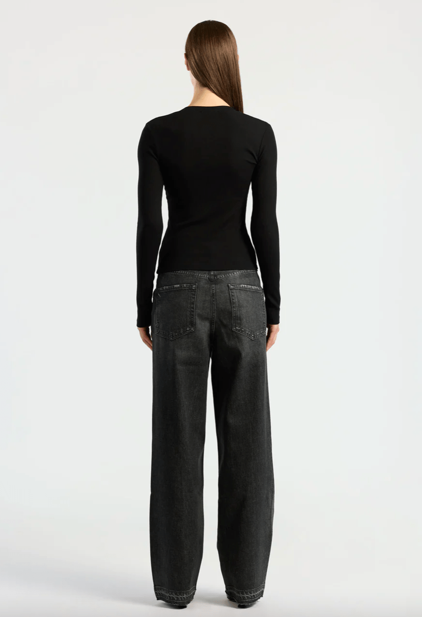 Cotton Citizen Verona Henley in Jet Black