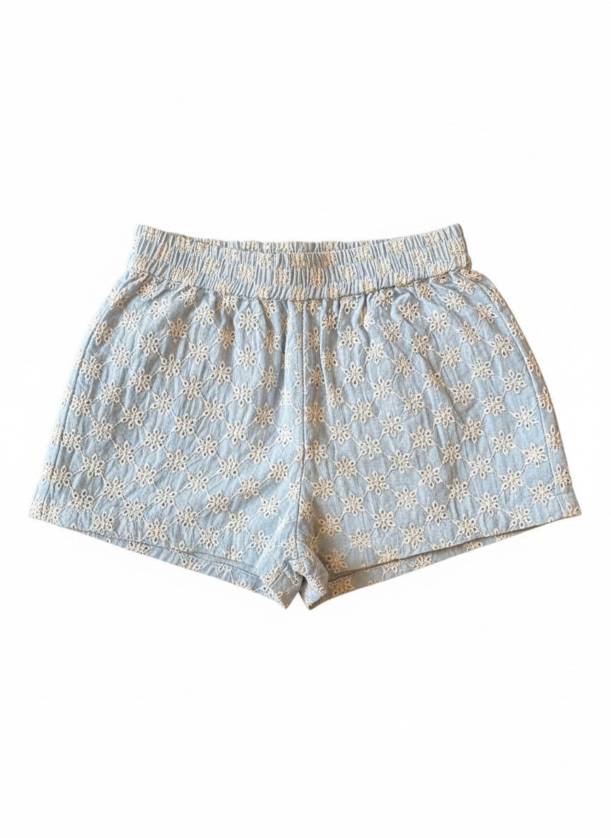 Design History Girls Floral Eyelet Shorts in Blue