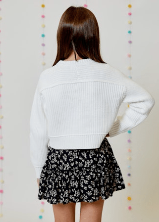 Design History Girls Sweater in Winter White