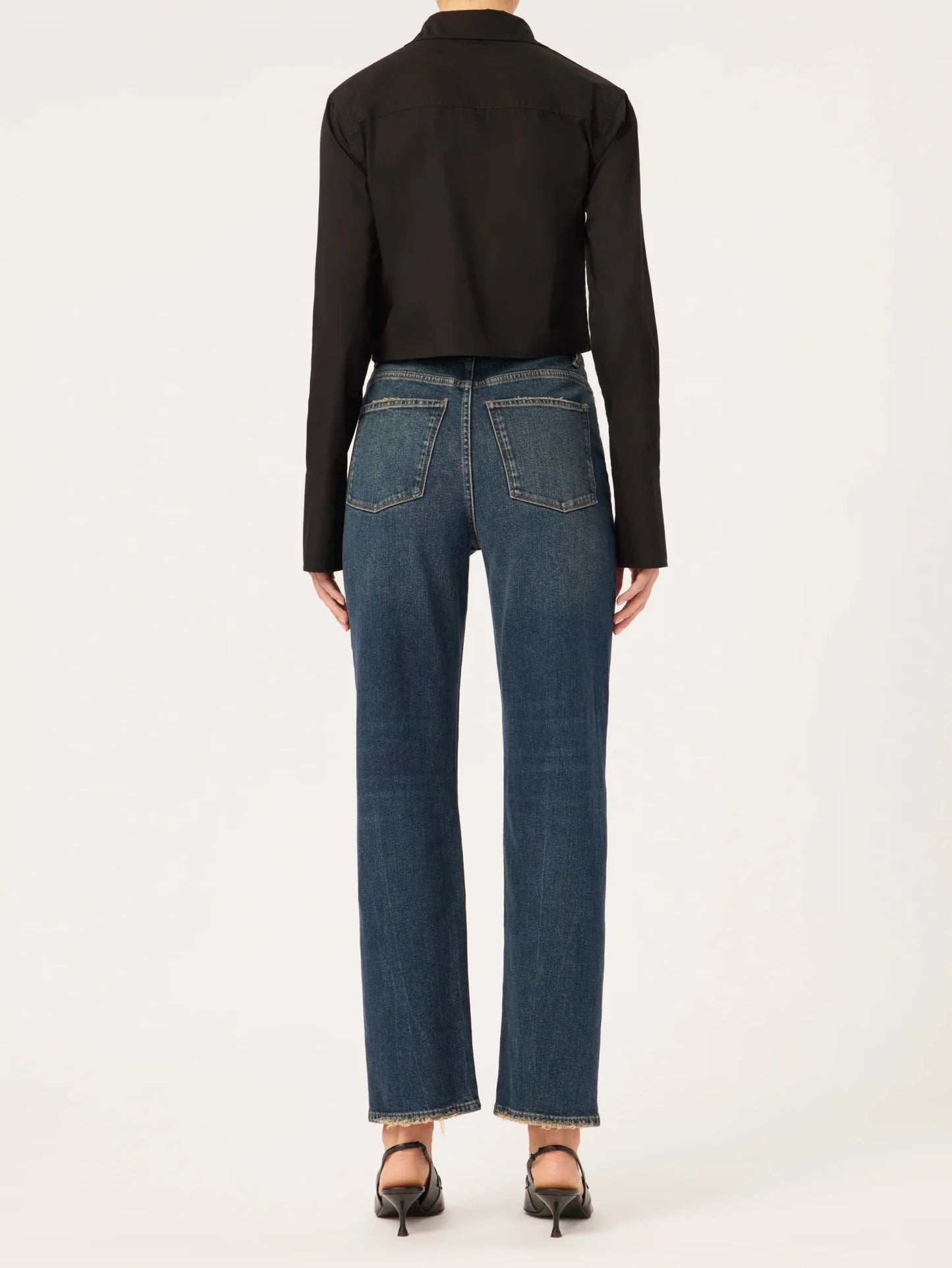 DL1961 Lisette Cropped Shirt in Black