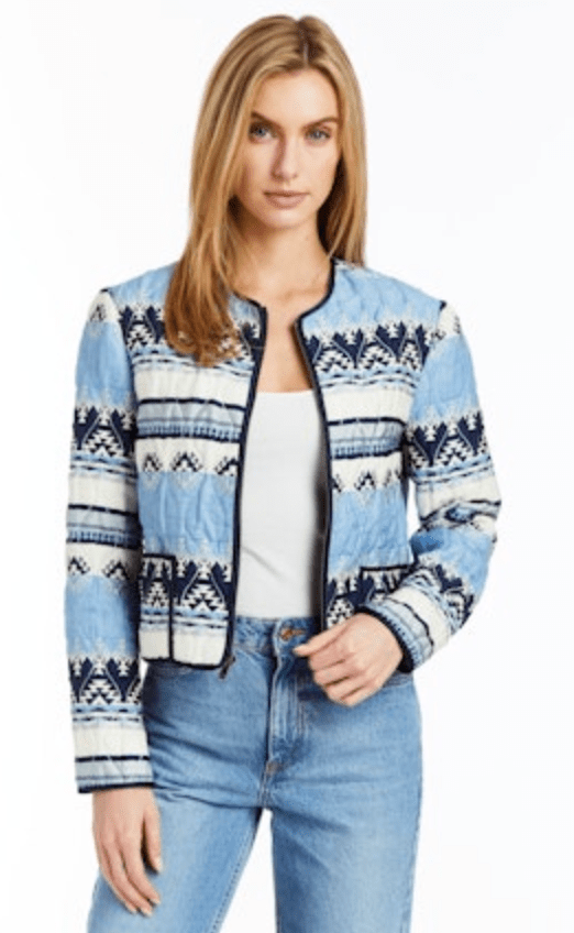 Drew Marceline Quilted Jacket in Ocean
