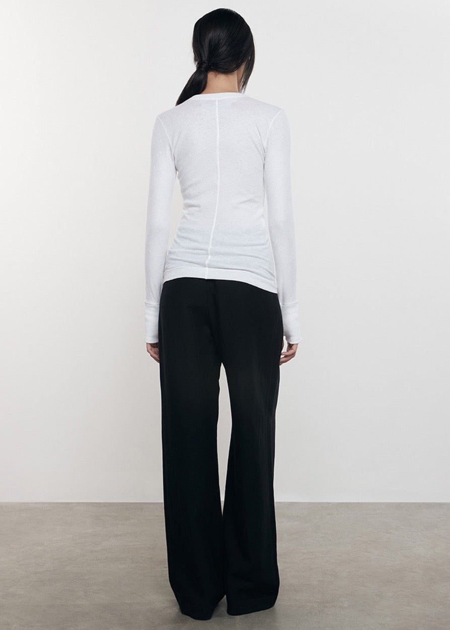 Enza Costa Silk Rib Boatneck Top in Chalk