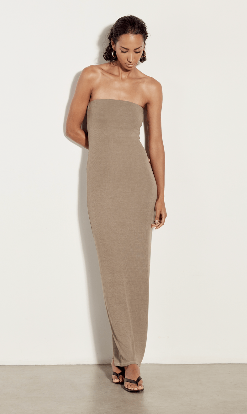 Enza Costa Strapless Dress in Olive Oil