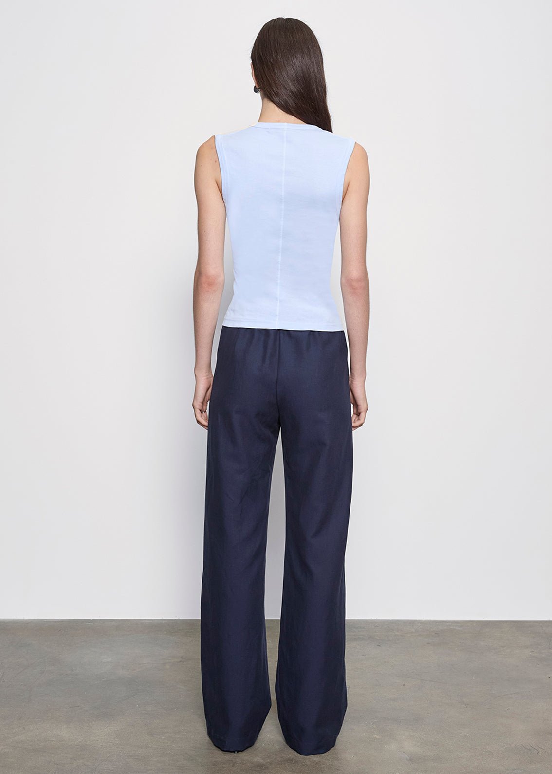 Enza Costa Supima Cotton Sleeveless V in Pale Blue