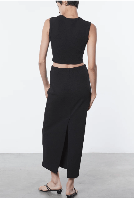 Enza Costa Textured Jacquard Cropped Tank in Black