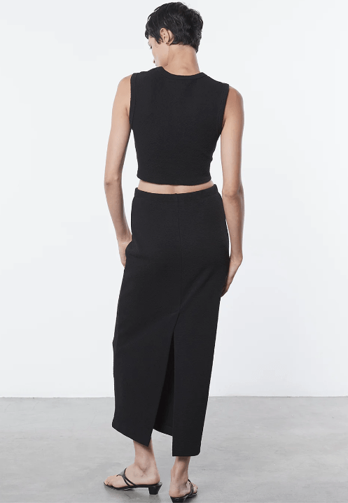 Enza Costa Textured Jacquard Skirt in Black