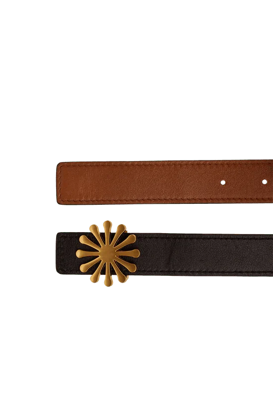 Esthera Reversible Belt in Caramel Black