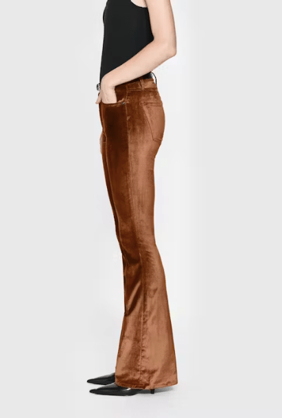 Frame Le High Flare Velvet in Bronze Velvet