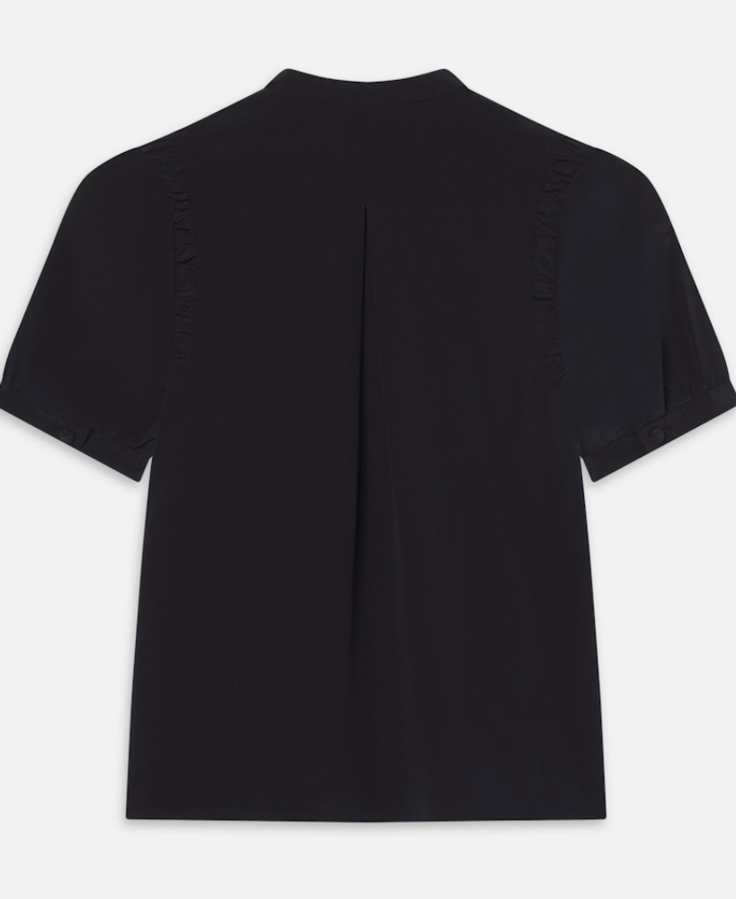 Frame The Silk Gathered Top in Navy