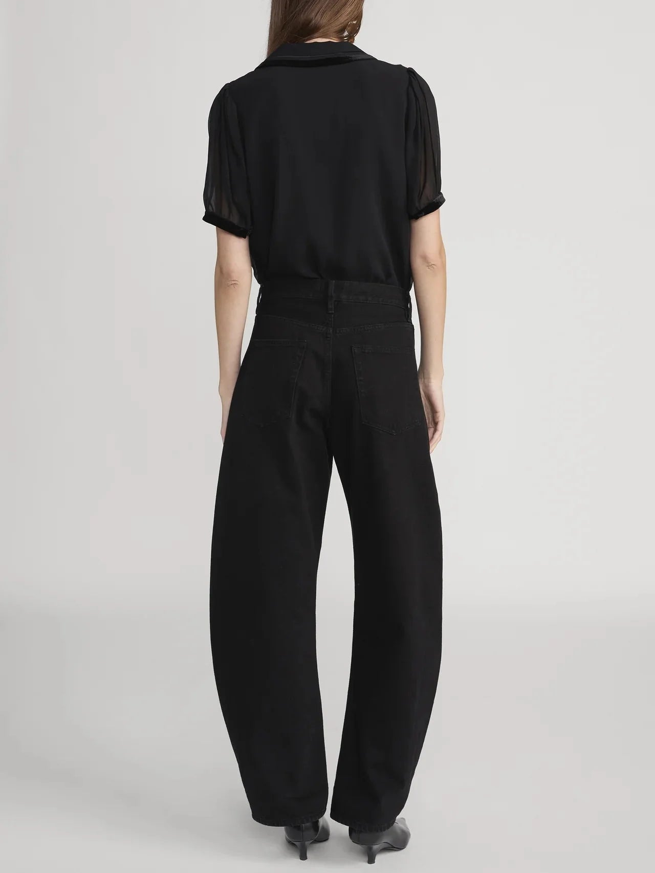 Frame The Velvet Trim Sailor Blouse in Black