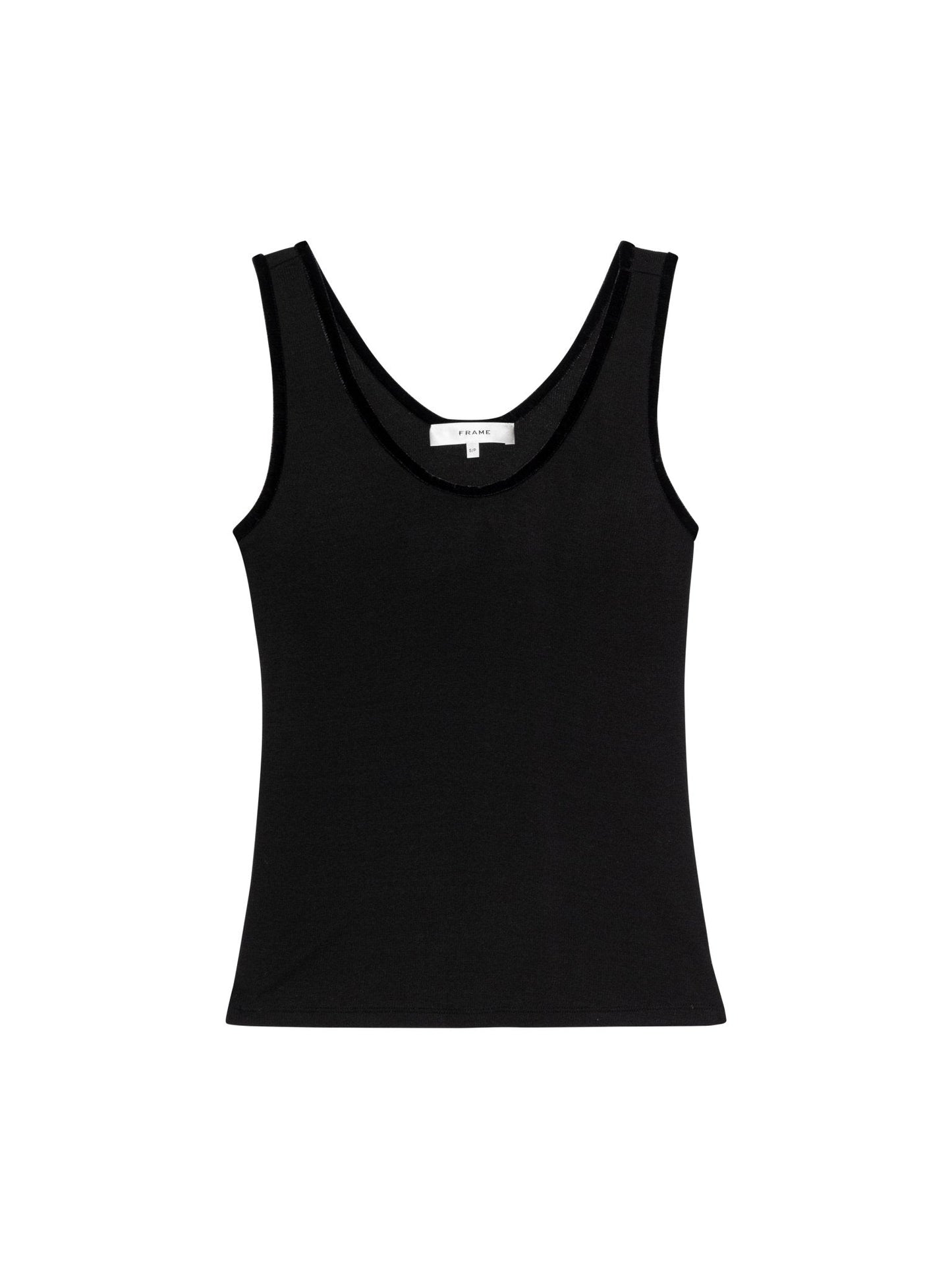 Frame The Velvet Trim Tank in Black