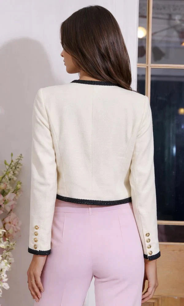 Generation Love Amber Tweed Jacket in Cream Black