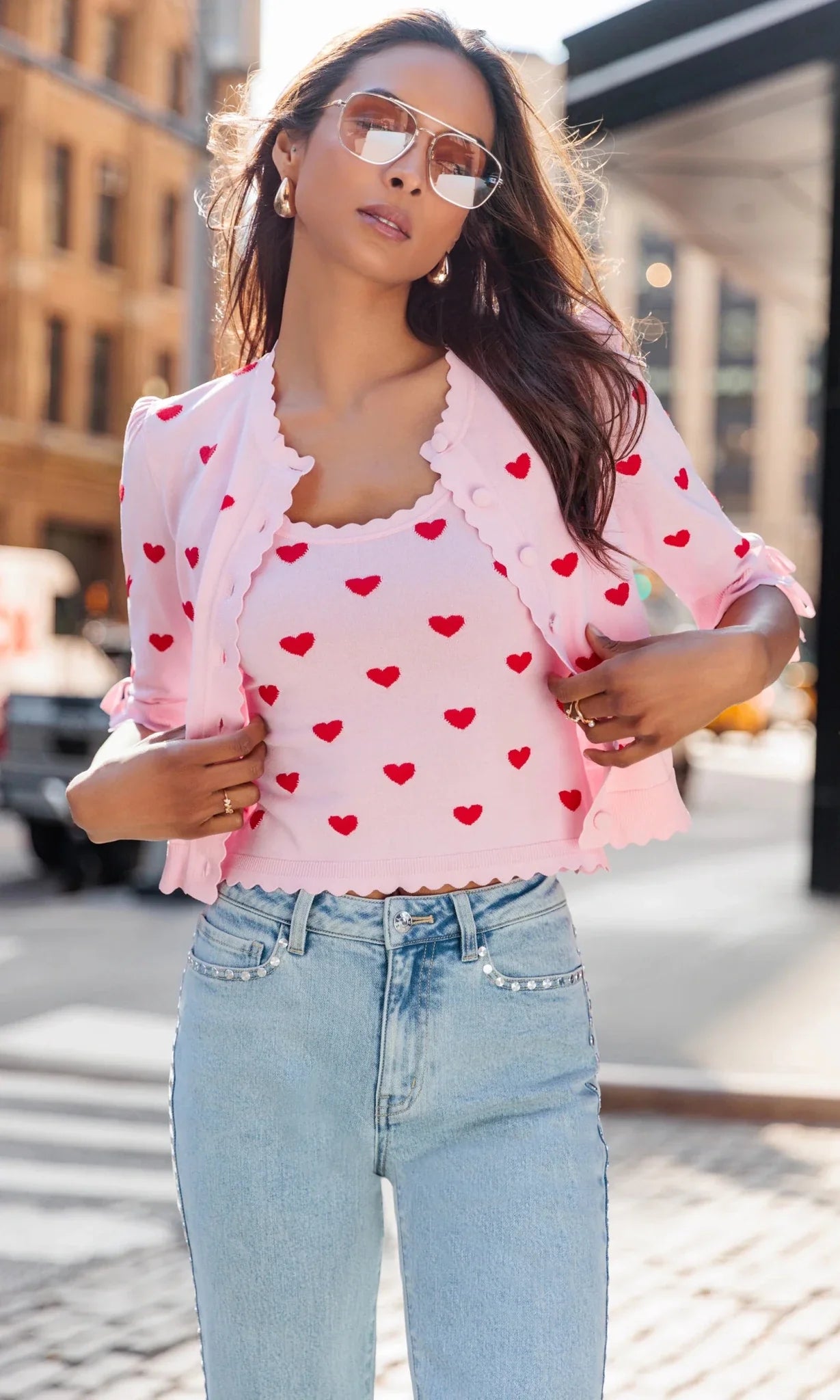 Generation Love Tess Hearts Intarsia Strap Tank