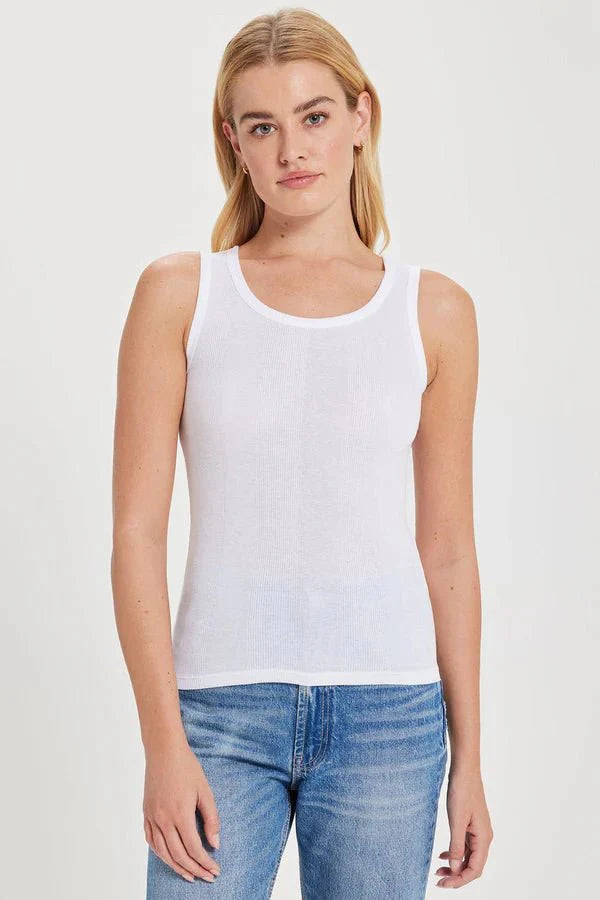 Goldie Tee Variegated Rib Tank in White