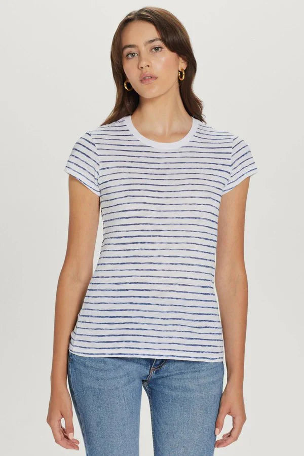 Goldie Tees Watercolor Stripe Ringer Tee in Infinity