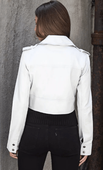Jakett Erin Burnished Leather Jacket in White