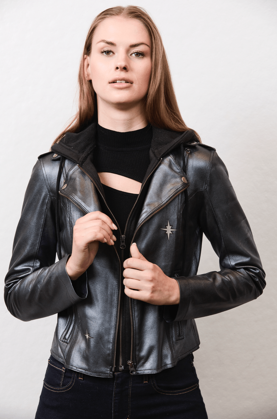 Jakett Molly Leather Jacket in Gunmetal
