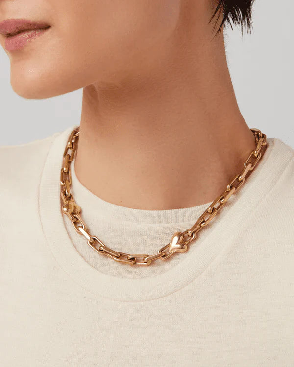 Jenny Bird Art Heart Chain Necklace in Gold