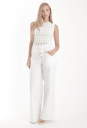 Karina Grimaldi Aria Fringe Top in White