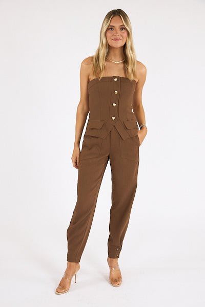 Karina Grimaldi Tessa Strapless Top in Mocha