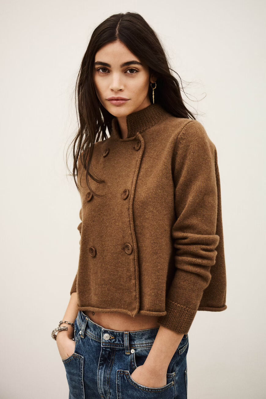 ba&sh Melodia Cardigan in Camel