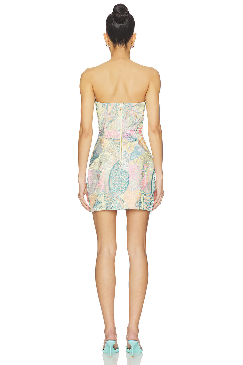 Elliatt Taliah Asymmetical Mini Dress in Blue Multi