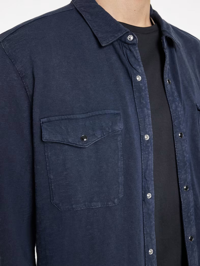 John Varvatos Arvon Western Shirt in Pacific Blue