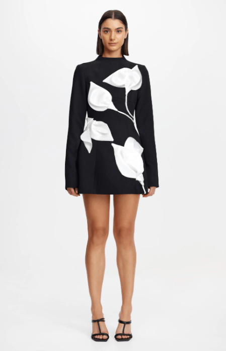Acler Kadence Mini Dress in Black Ivory