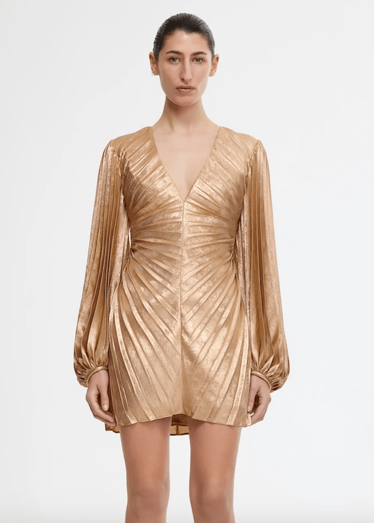 Acler Rothbury Mini Dress in Caramel Metallic