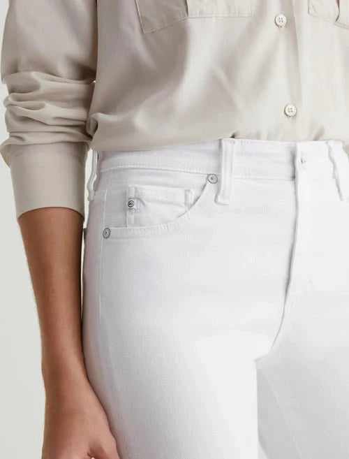 AG Mari Crop Slim Mid Rise Denim in Gallery White