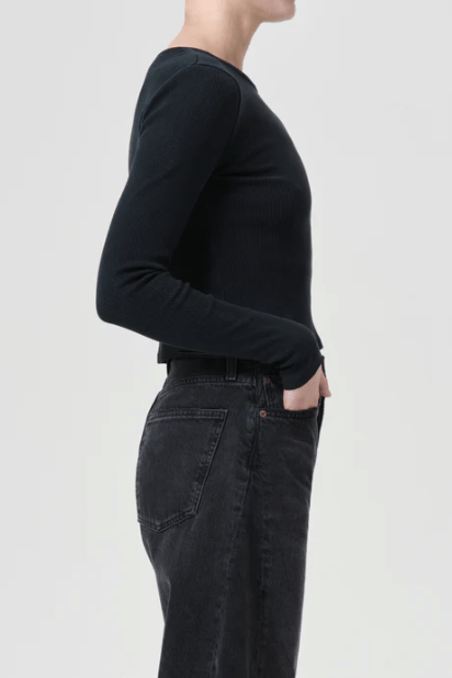Agolde Nova Long Sleeve Tee in Beetle