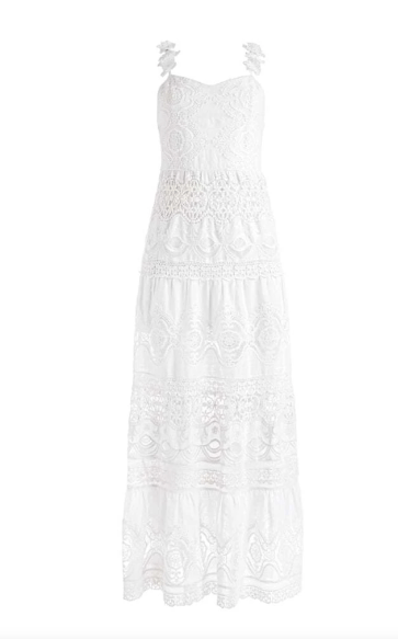 Alice & Olivia Alora Embroidered Maxi Dress in White
