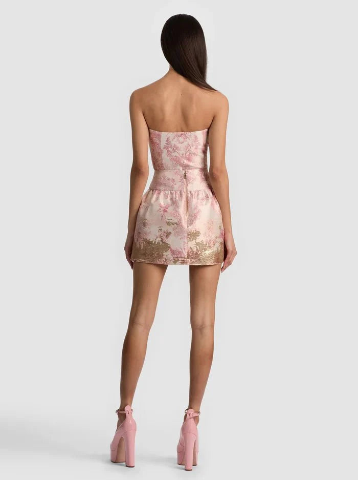 Alice + Olivia Ella Drop Waist Skirt in English Rose Toile