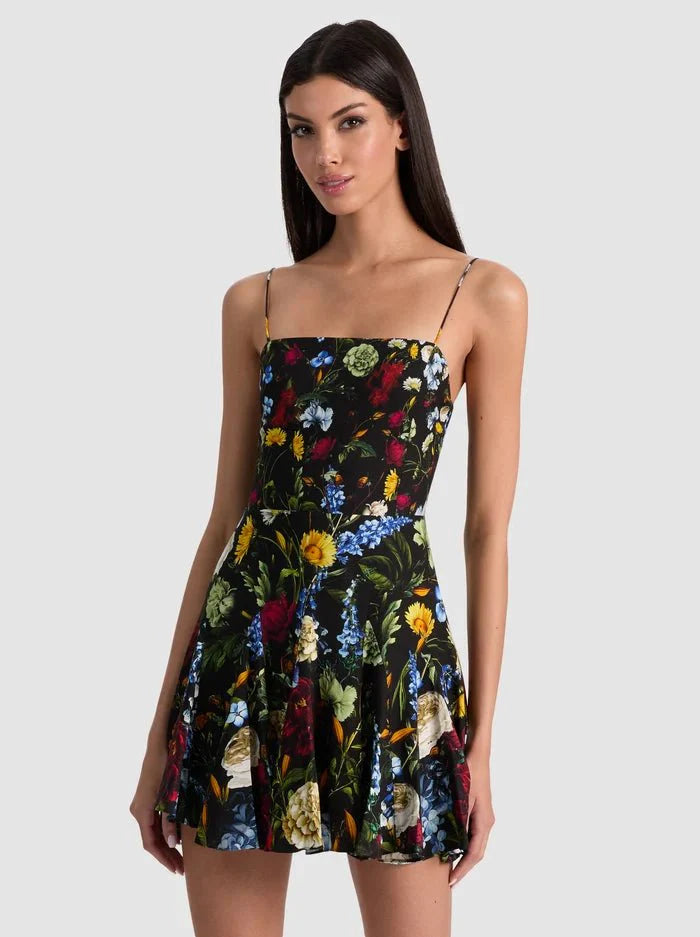 Alice + Olivia Ginny Mini Dress in Social Hour Black