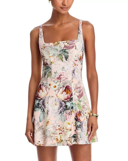 Alice + Olivia Julia Mini Dress in Sweet Peony
