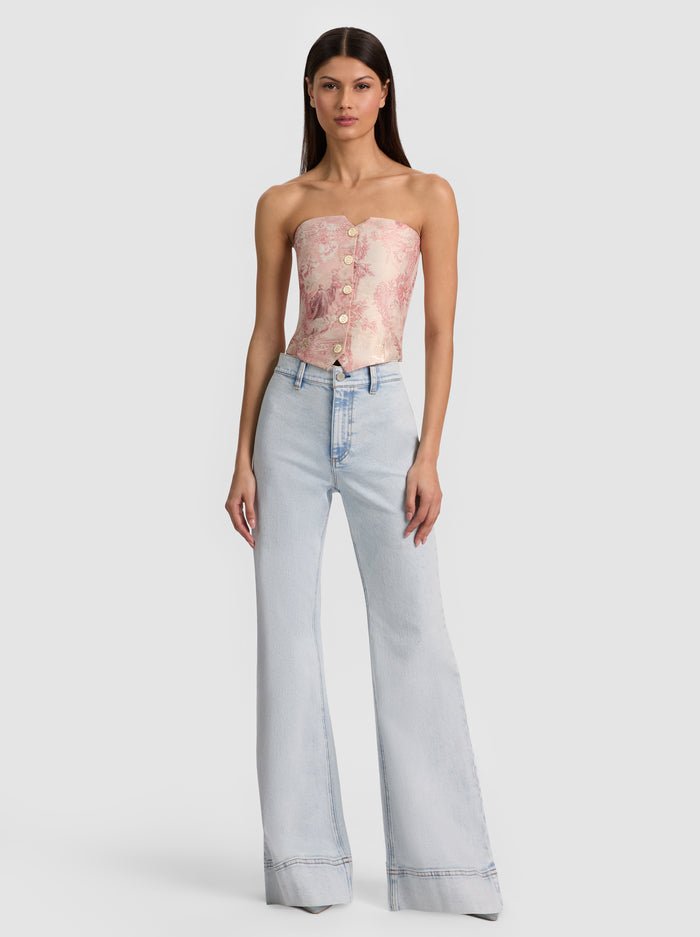 Alice + Olivia Kelcey Strapless Vest Top in English Rose Toile