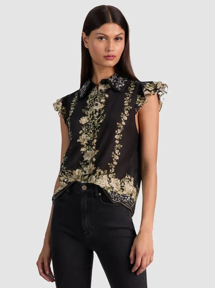 Alice + Olivia Martel Blouse in Free Falling