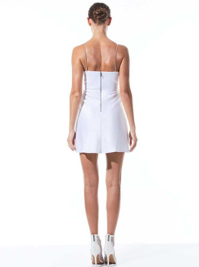 Alice + Olivia Sutton Crystal Strap Mini Dress in White
